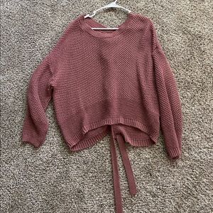 Express Blush Lace Up Back Sweater